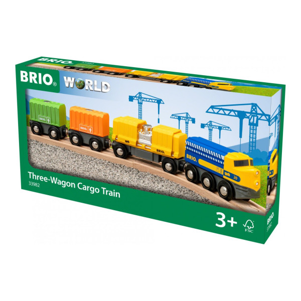 Вантажний поїзд BRIO з трьома вагонами (33982)