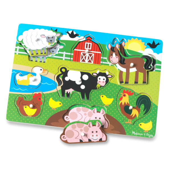 Дерев'яна рамка-вкладиш "Тварини ферми", 8 елементів Melissa&Doug (MD9050)