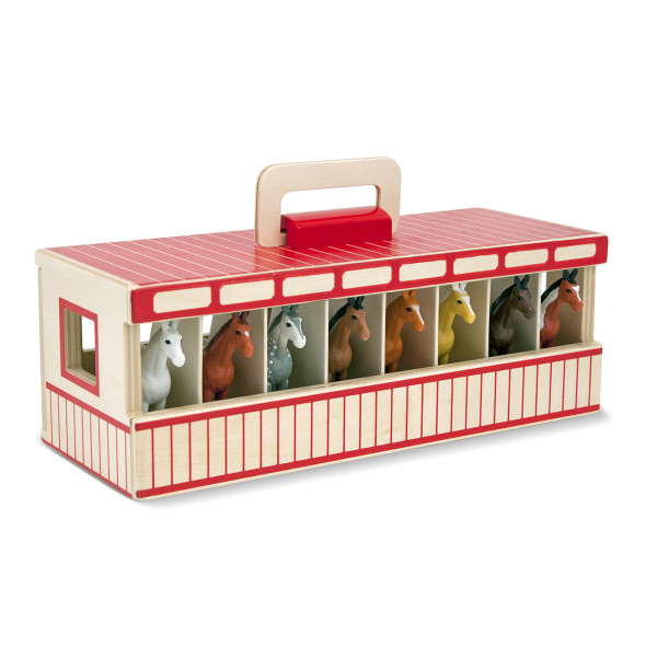 Переносна дерев'яна стайня з кіньми Melissa&Doug (MD13744)