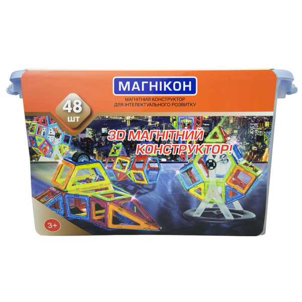 Магнітний конструктор МАГНІКОН, 48 деталей Plastic box (MK-48)