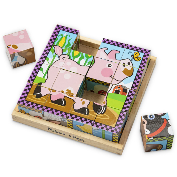 Дерев'яні кубики на платформі "Ферма" Melissa&Doug (MD775)