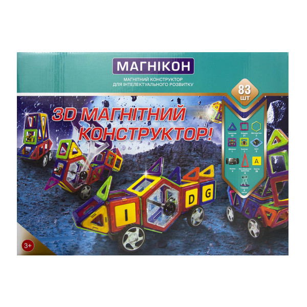 Магнітний конструктор МАГНІКОН, 83 деталей (MK-83)