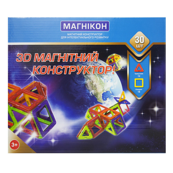 Магнітний конструктор МАГНІКОН, 30 деталей (MK-30)