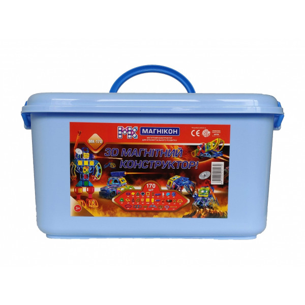 Магнітний конструктор МАГНІКОН, 170 деталей Plastic box (MK-170)