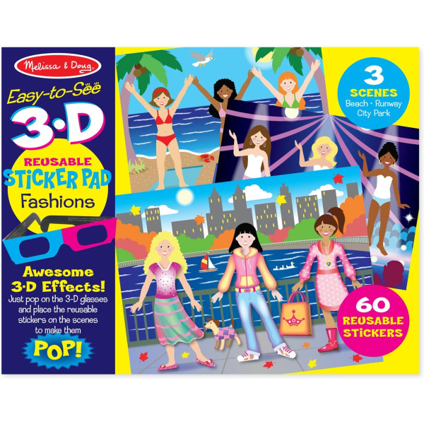 Багаторазові 3-D наліпки з окулярами "Мода" Melissa&Doug (MD9374)