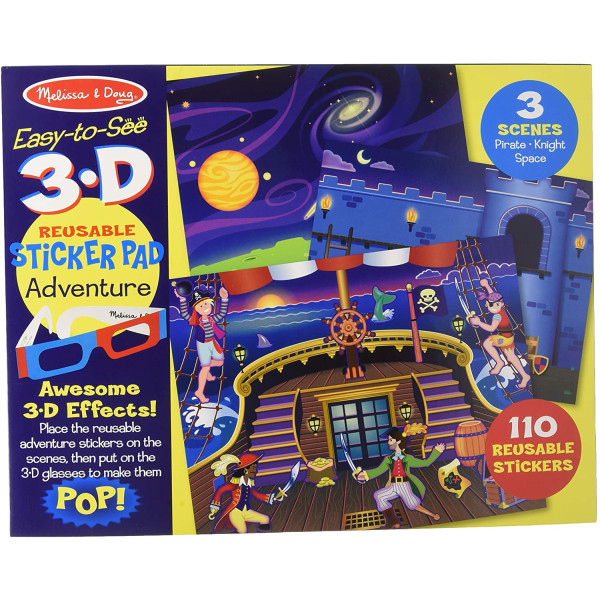 Багаторазові 3-D наліпки з окулярами "Пригоди" Melissa&Doug (MD9375)