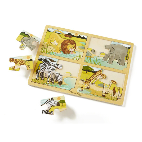 Дерев'яний пазл у рамці, 4 в 1 "Сафарі" Melissa&Doug (MD9366)