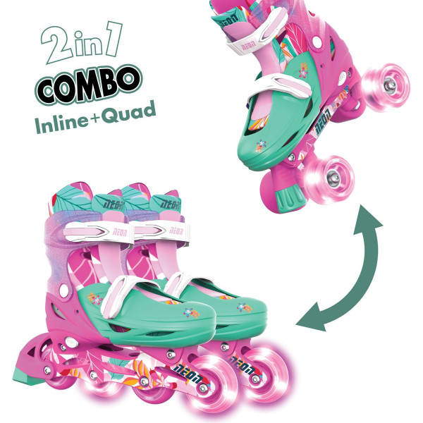 Роликові ковзани Neon Combo, розмір 34-37, квіти