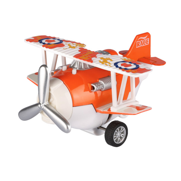 Літак металевий інерційний Same Toy Aircraft світло, музика, помаранчевий