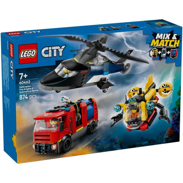 Конструктор LEGO City Ремікс вертольотів, пожежних машин і підводних човнів