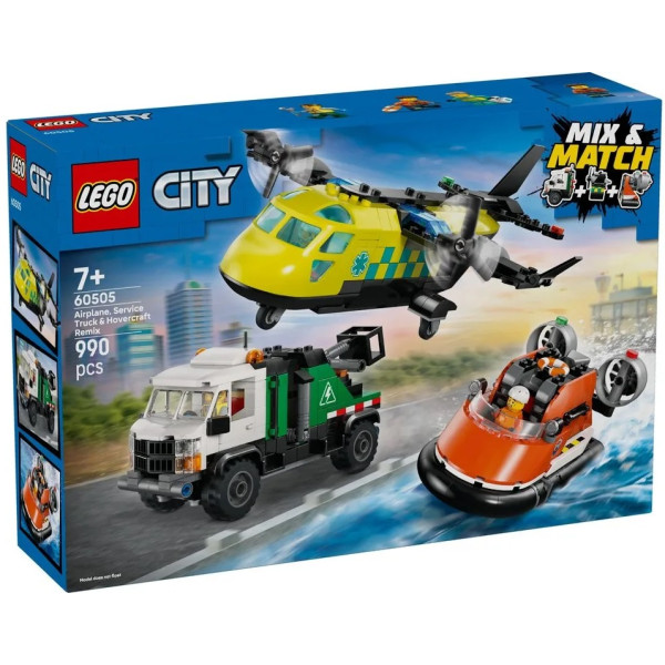 Конструктор LEGO City Ремікс літака, вантажівки та судна на повітряній подушці