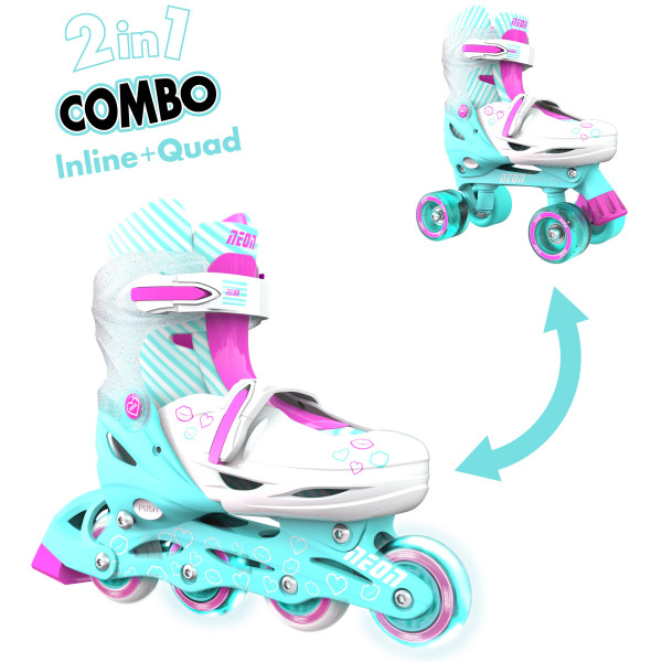 Роликові ковзани Neon Combo, розмір 34-37, бірюзовий