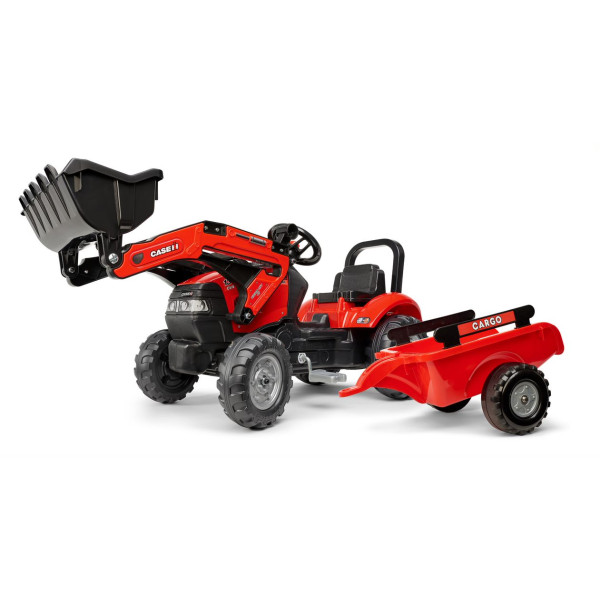 Дитячий трактор на педалях з причепом та переднім ковшом Falk 961AM CASE IH MAXXUM (колір - червоний)