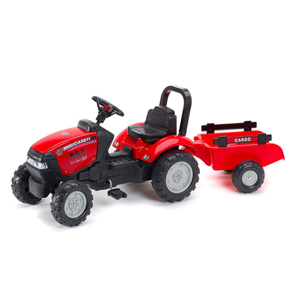Дитячий трактор на педалях з причепом Falk 961B CASE IH (колір - червоний)
